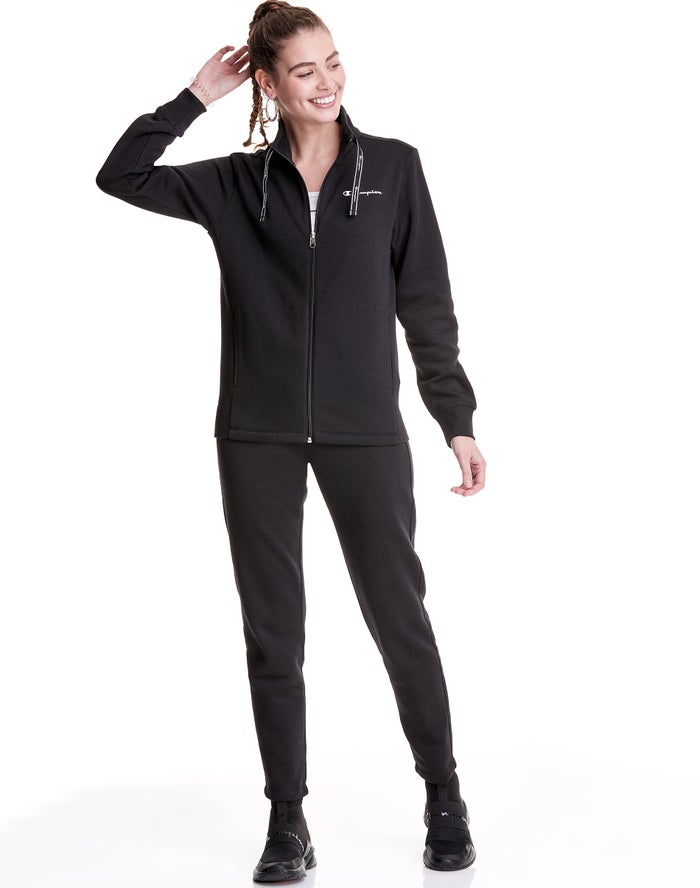 Champion Trainingspak Dames - Zwart - Zip-Up Script Logo ( 385940-COT )